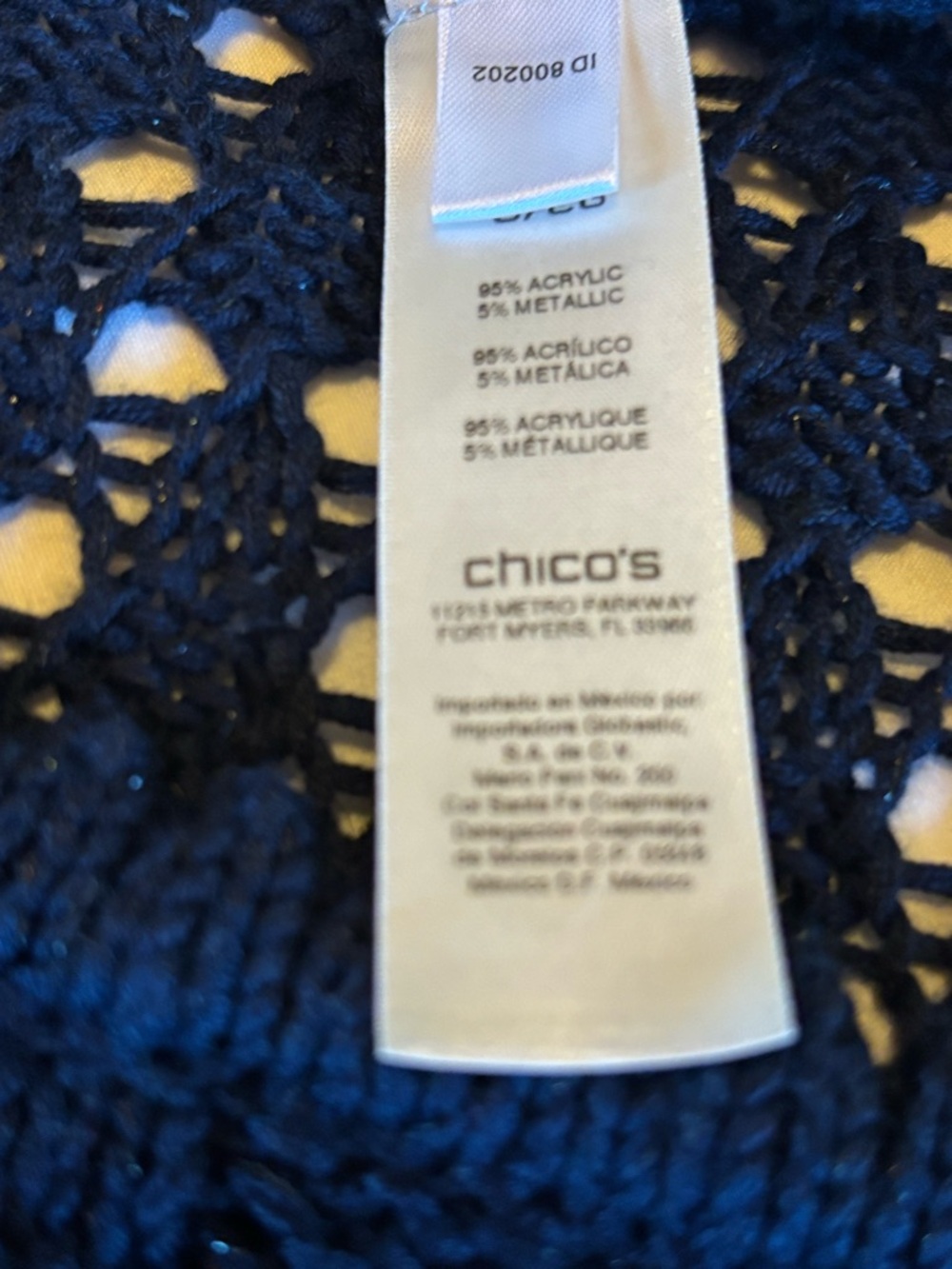 Chico's Navy Open-Knit Poncho, size L/XL - Picture 7 of 7